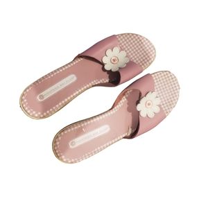 Y2k Pink plaid print Montego Bay Club cowgirl esque low platform sandals